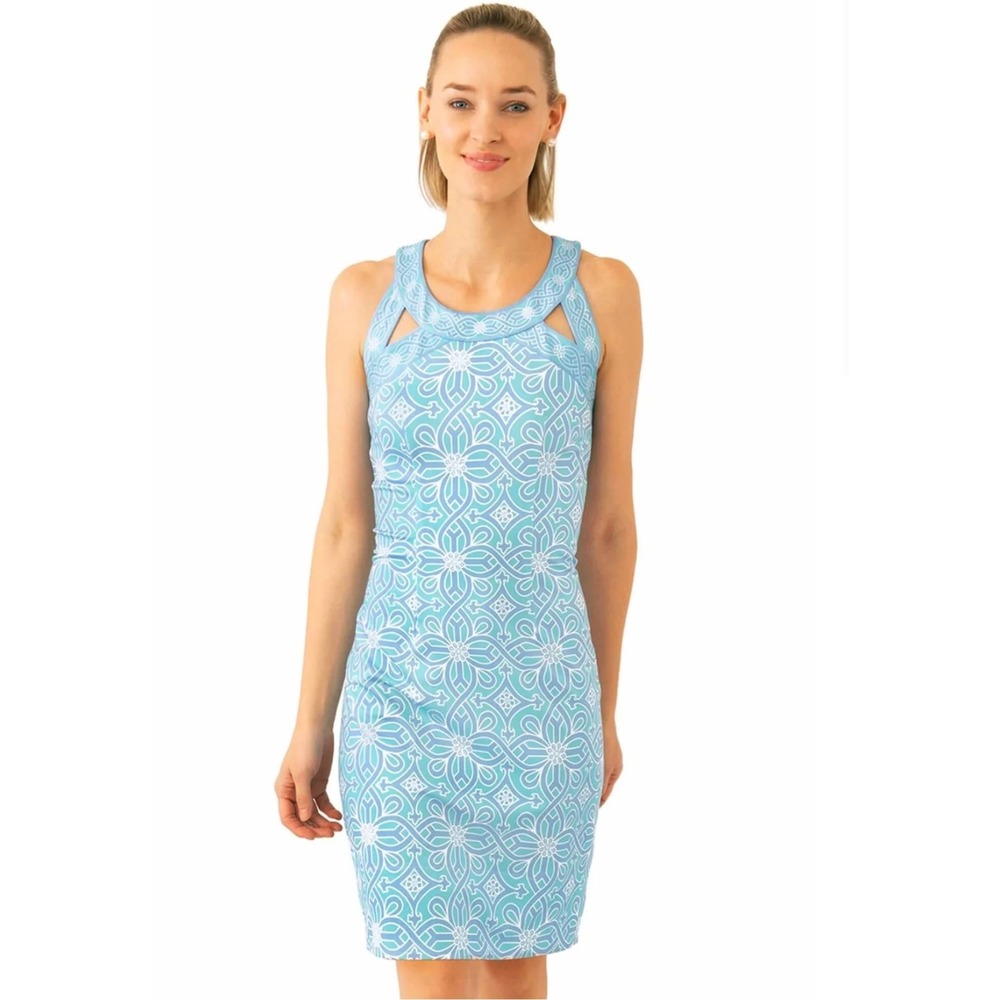 Gretchen‎ Scott Jersey Isosceles Dress Women's Medium Turquoise Travel Resort